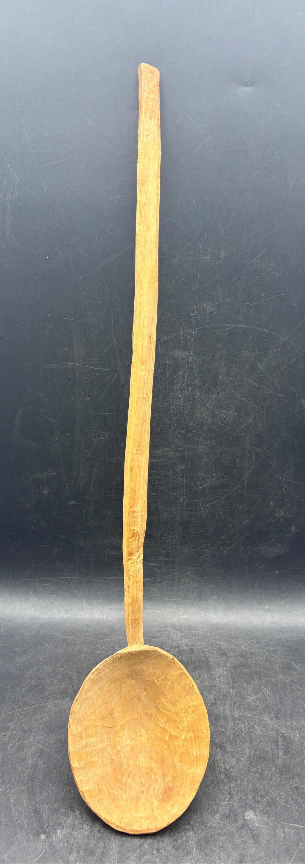 Primitive Hand-Carved Wooden Spoon Ladle | Large Folk Art Kitchen Antique