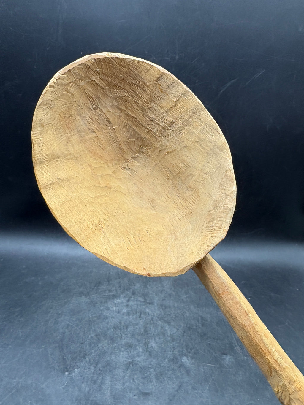 Primitive Hand-Carved Wooden Spoon Ladle | Large Folk Art Kitchen Antique