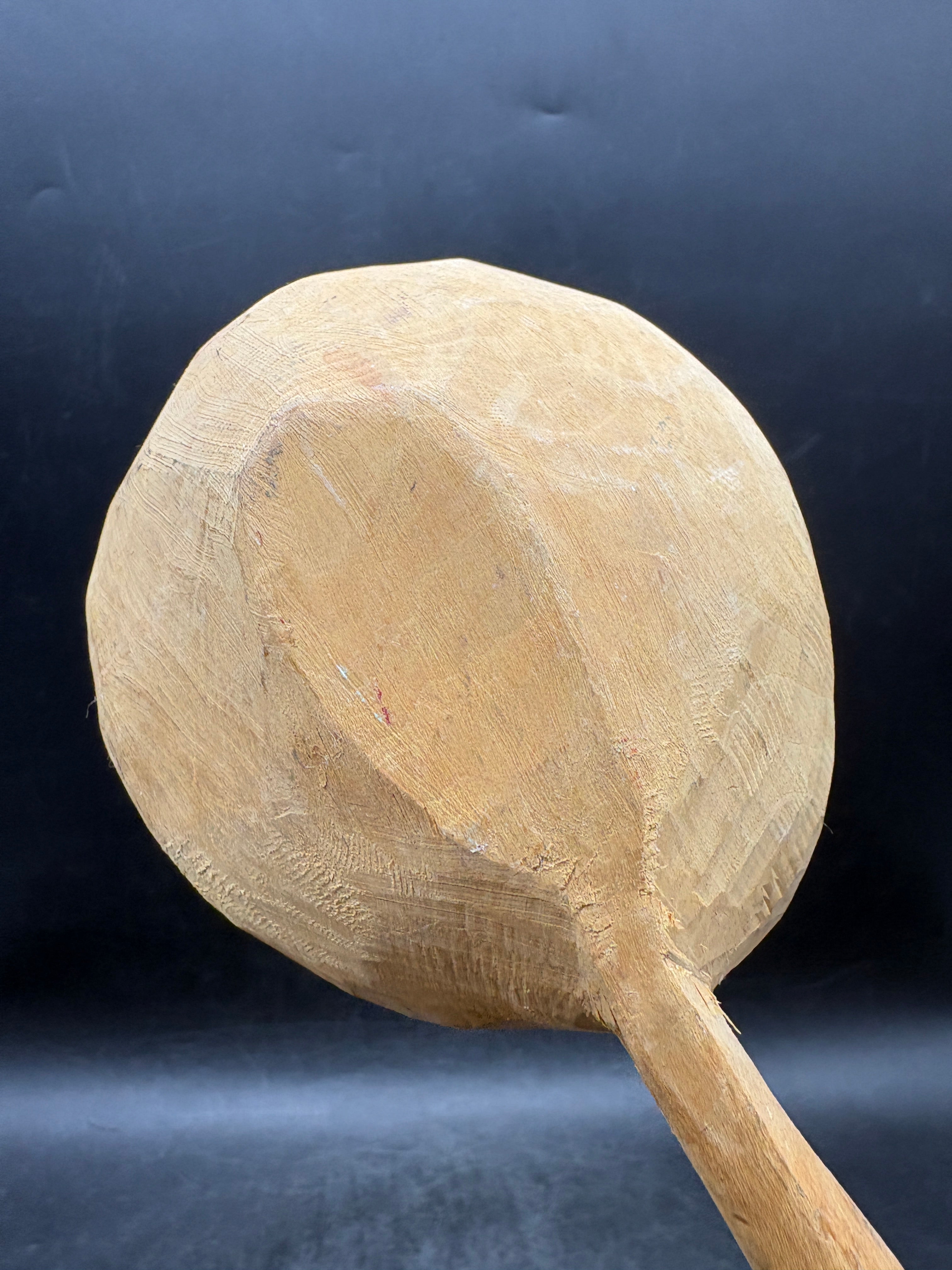 Primitive Hand-Carved Wooden Spoon Ladle | Large Folk Art Kitchen Antique