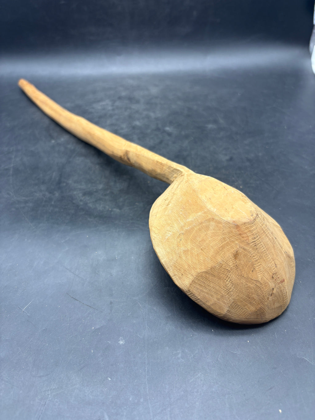Primitive Hand-Carved Wooden Spoon Ladle | Large Folk Art Kitchen Antique