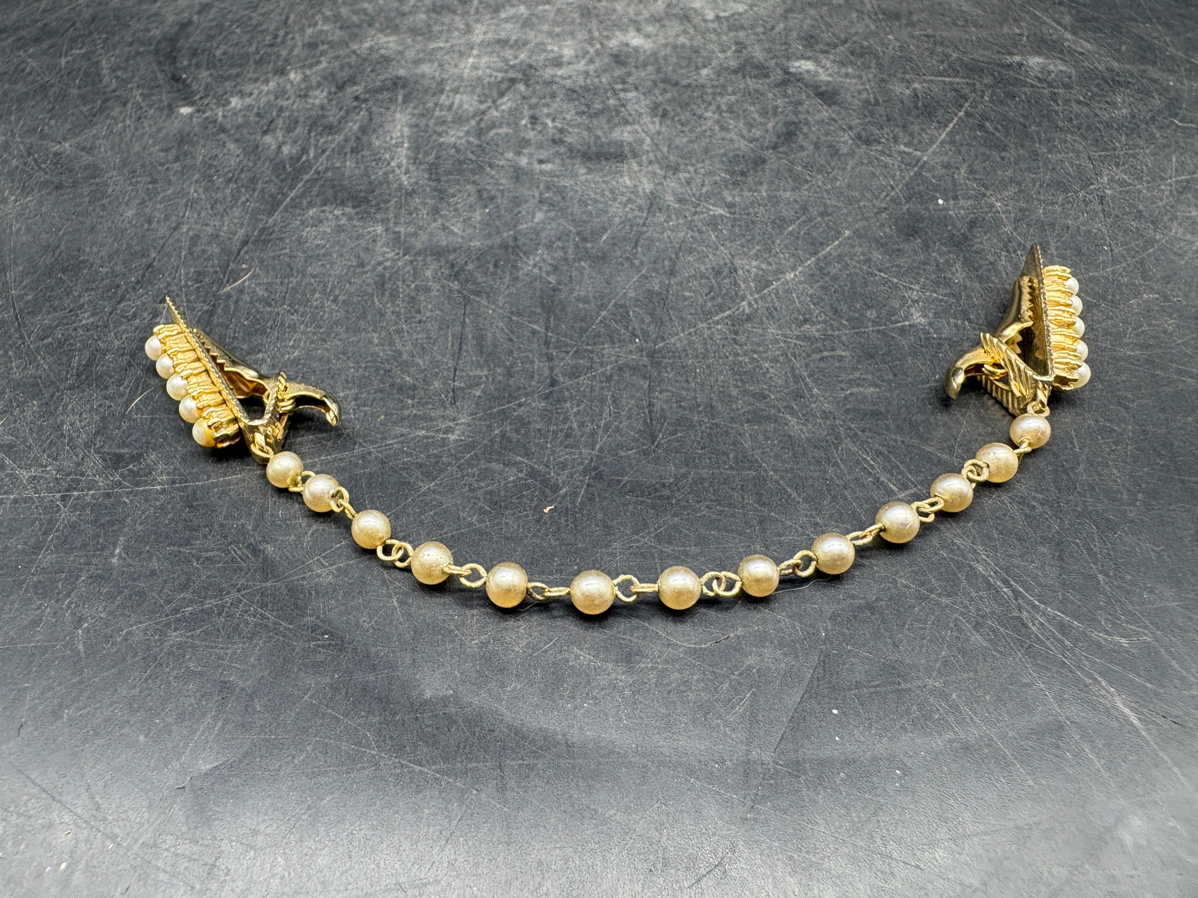 1950's Gold and Faux Pearl Sweater Clip