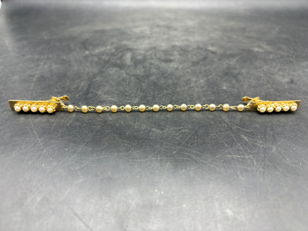 1950's Gold and Faux Pearl Sweater Clip