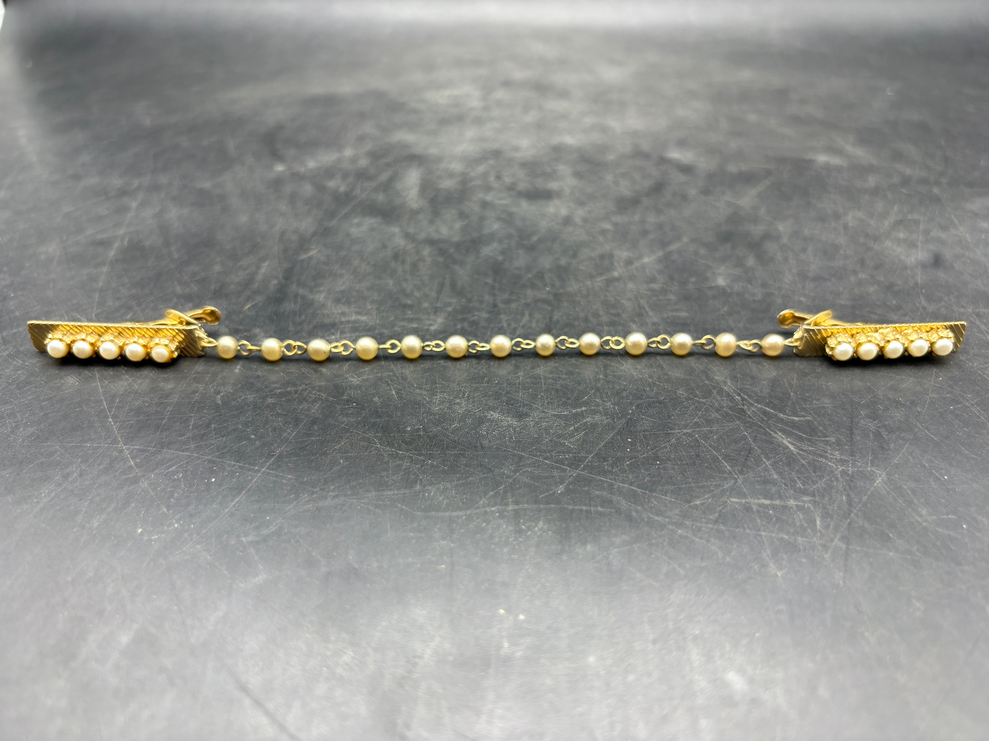 1950's Gold and Faux Pearl Sweater Clip