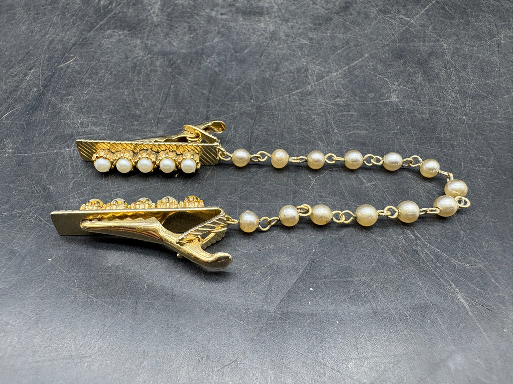 1950's Gold and Faux Pearl Sweater Clip