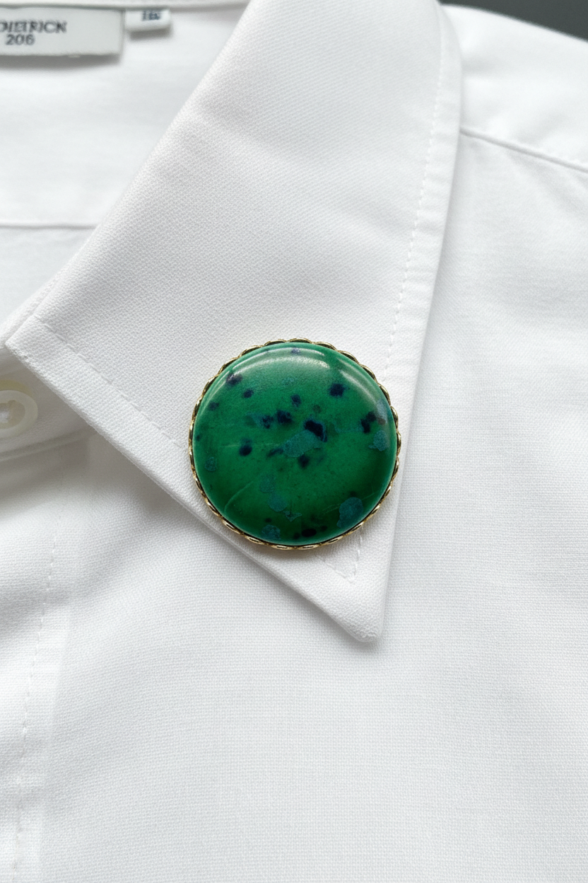Pair of Vintage Brooches | Blue-Gray & Green-Blue Stone Pins