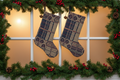 Handmade Coverlet Christmas Stocking — Medium 10" x 5" with Flannel Backing & Rusty Bell