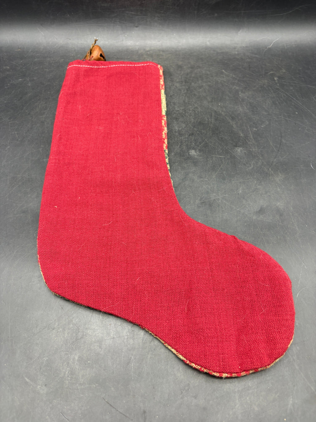 Handmade Coverlet Christmas Stocking — Large 15" x 9" with Flannel Backing & Rusty Bell