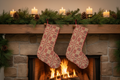 Handmade Coverlet Christmas Stocking — Large 15" x 9" with Flannel Backing & Rusty Bell