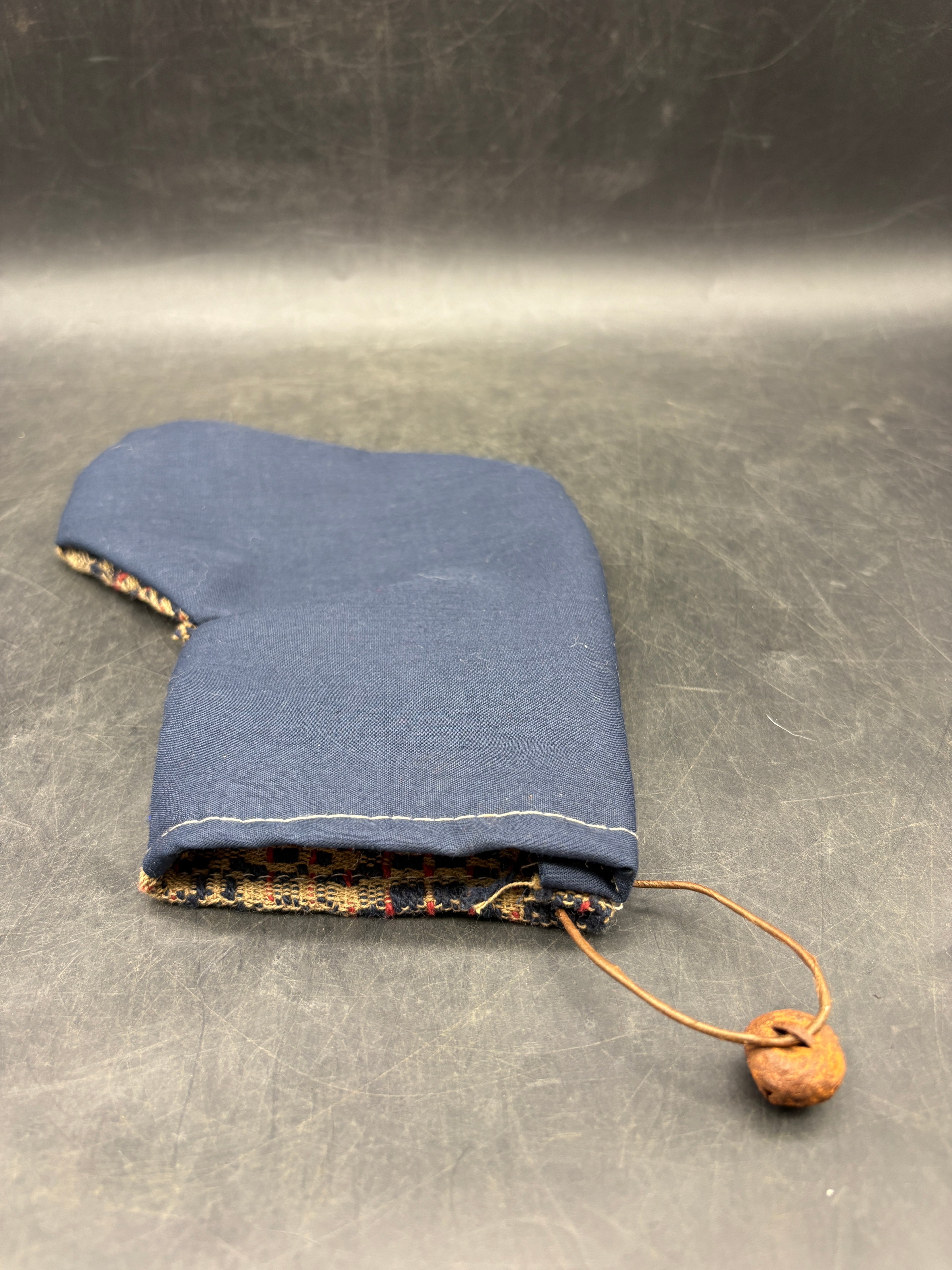 Handmade Coverlet Christmas Stocking — Small 6½" x 5" with Flannel Backing & Rusty Bell