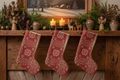 Handmade Coverlet Christmas Stocking — Medium 10" x 5" with Flannel Backing & Rusty Bell