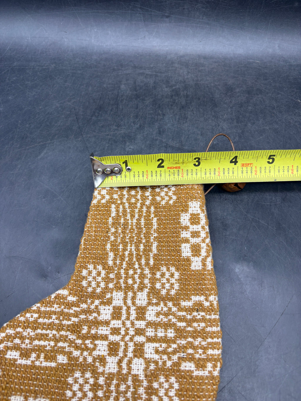 Handmade Coverlet Christmas Stocking — Small 6½" x 5" with Flannel Backing & Rusty Bell