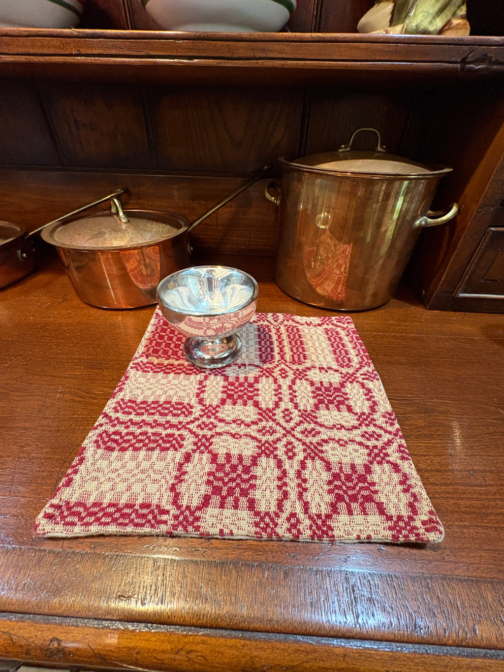 Handmade Coverlet Table Mat — 8" x 8" Vintage Quilt Square