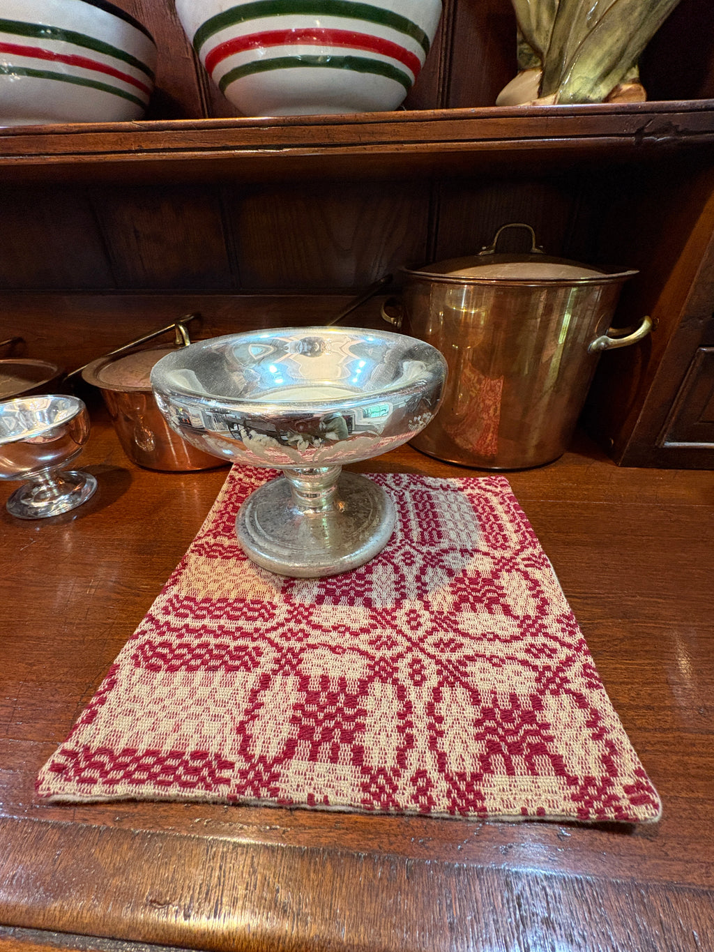 Handmade Coverlet Table Mat — 8" x 8" Vintage Quilt Square