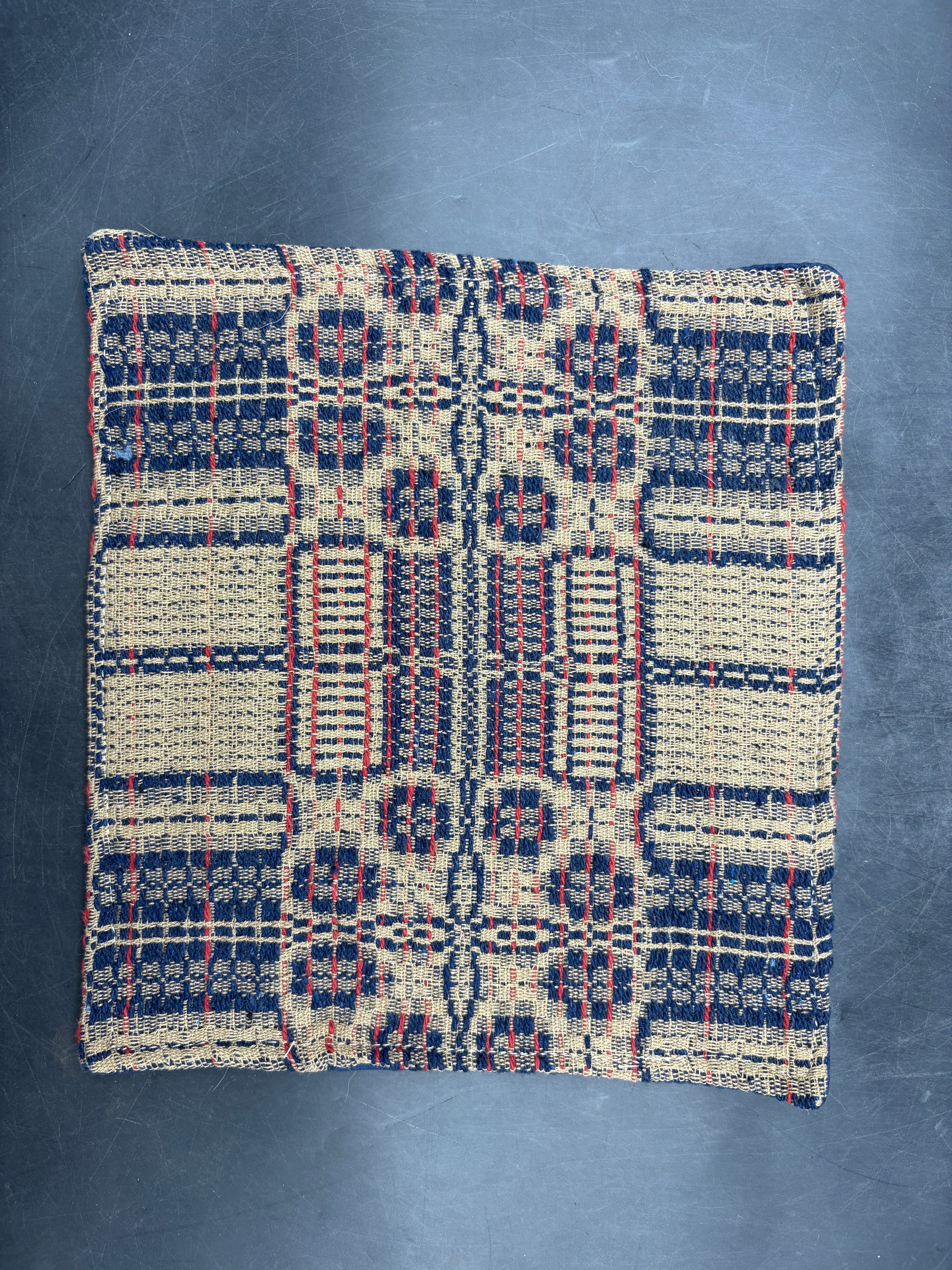 Handmade Coverlet Table Mat — 8" x 8" Vintage Quilt Square