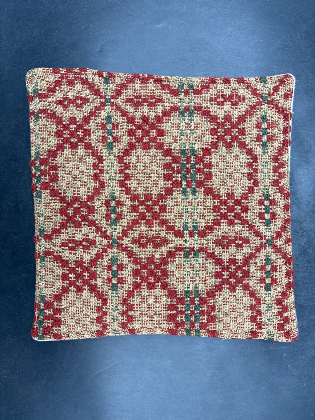 Handmade Coverlet Table Mat — 8" x 8" Vintage Quilt Square