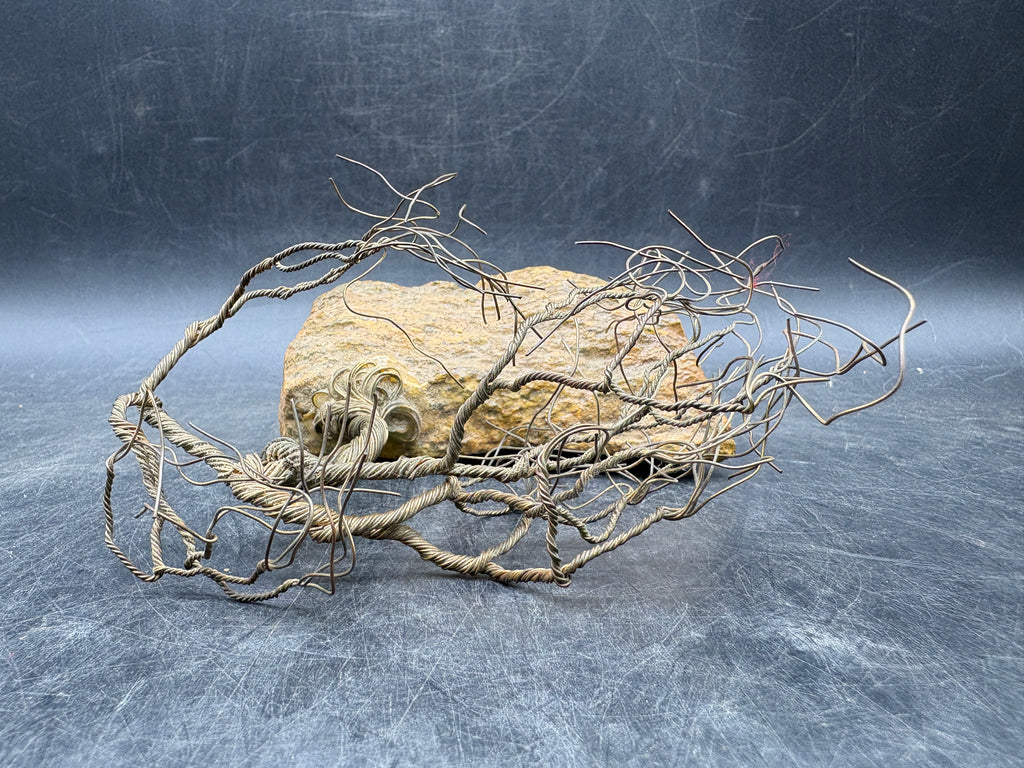 Vintage Handcrafted Wire Bonsai Tree Sculpture | Driftwood Base | MCM Organic Modern Art
