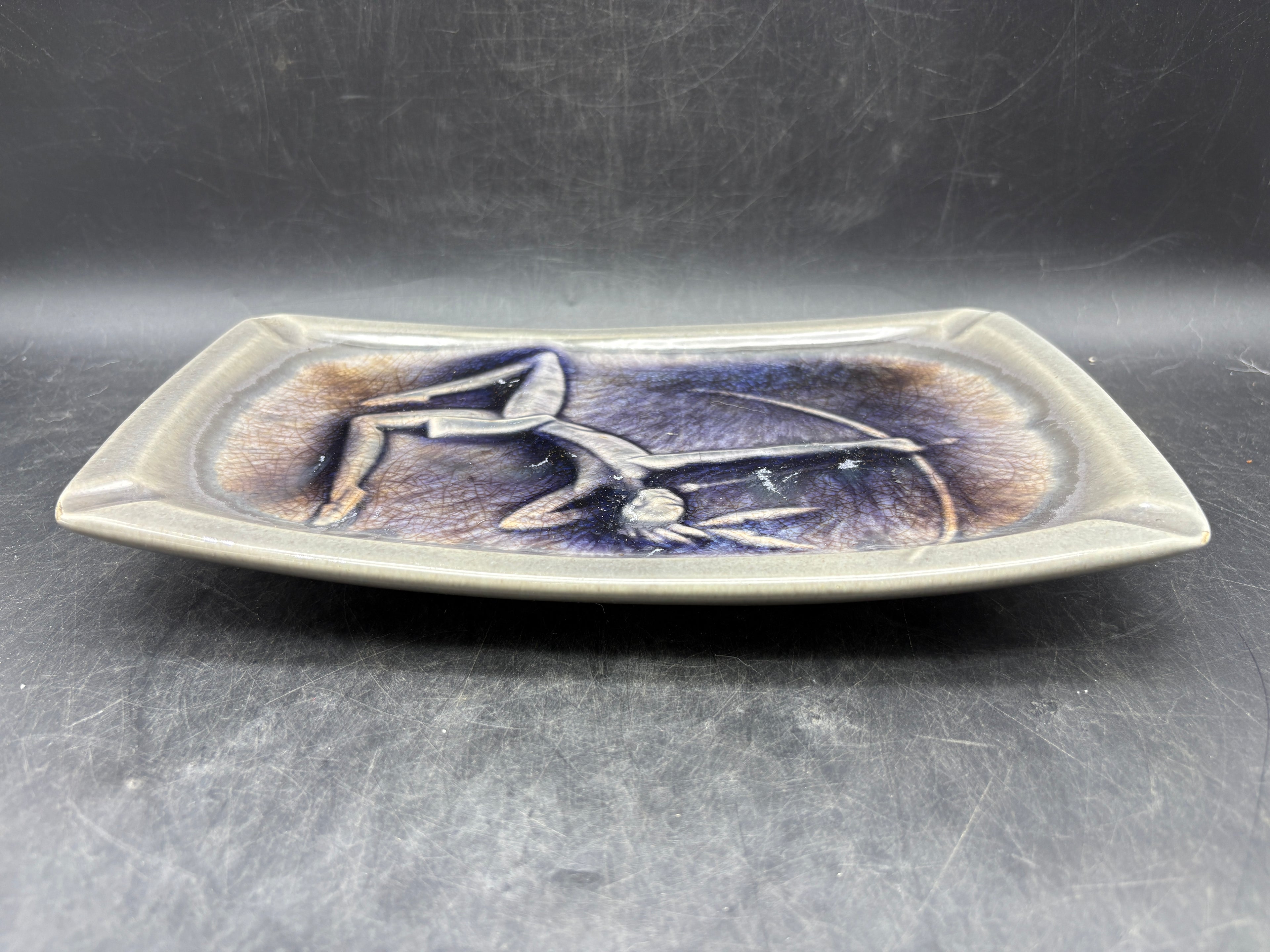 Vintage MCM Ceramic Ashtray | Archer Huntress Figural Design | Atomic Age Pottery Trinket Dish