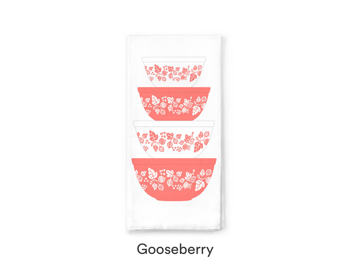 Vintage Bowl Stack Cotton Tea Towel, Friendship