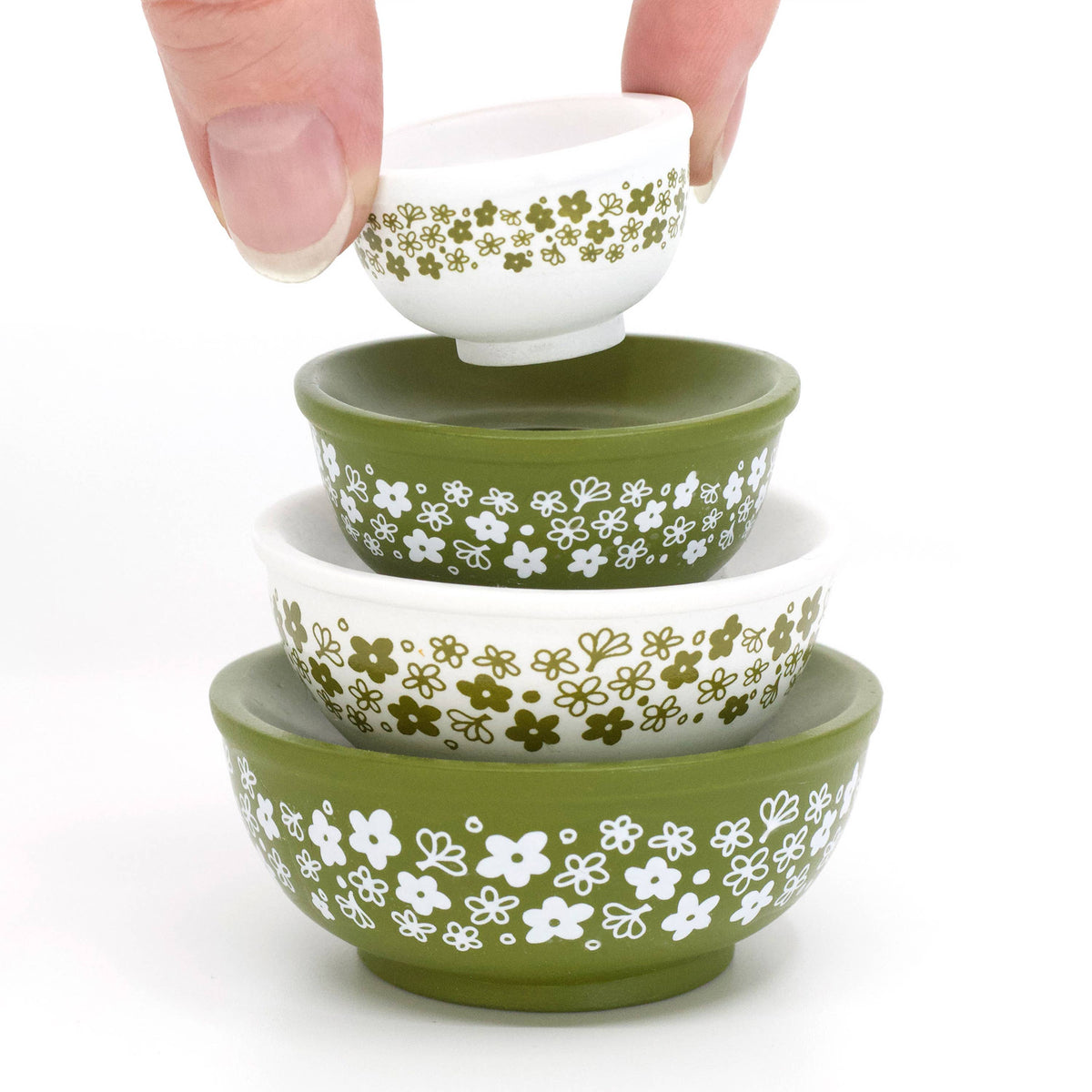 Friendship Miniature Mixing Bowl Stack Pyrex Style Collectible