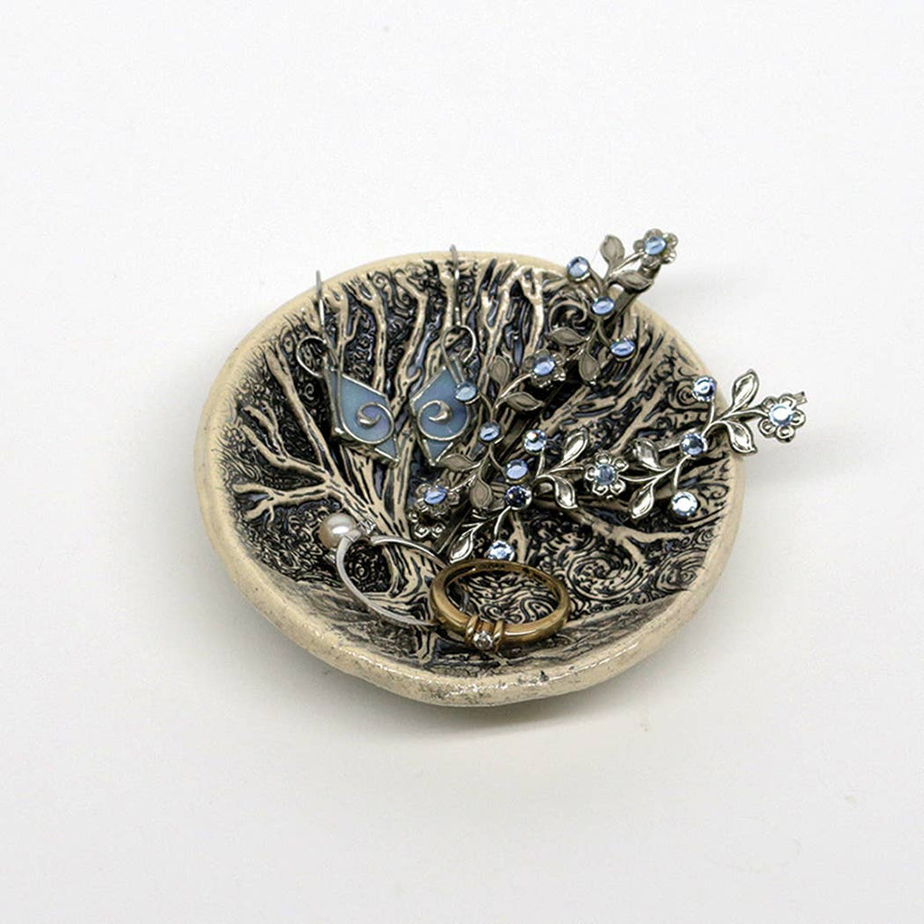 Handcrafted Tree Moon Art Pottery Bowl - Trinket Dish