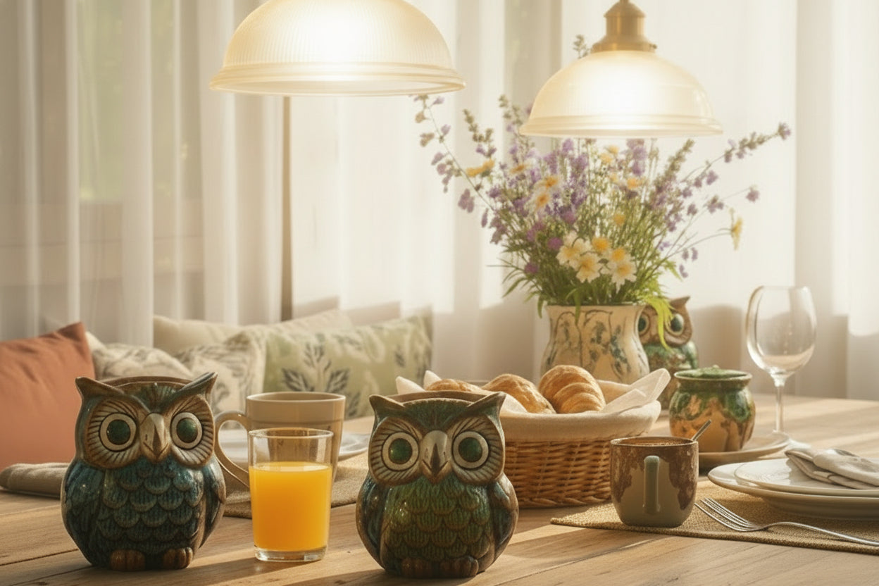 Hand Painted Fair Trade Guatemalan Ceramic Owl Coffee Mug