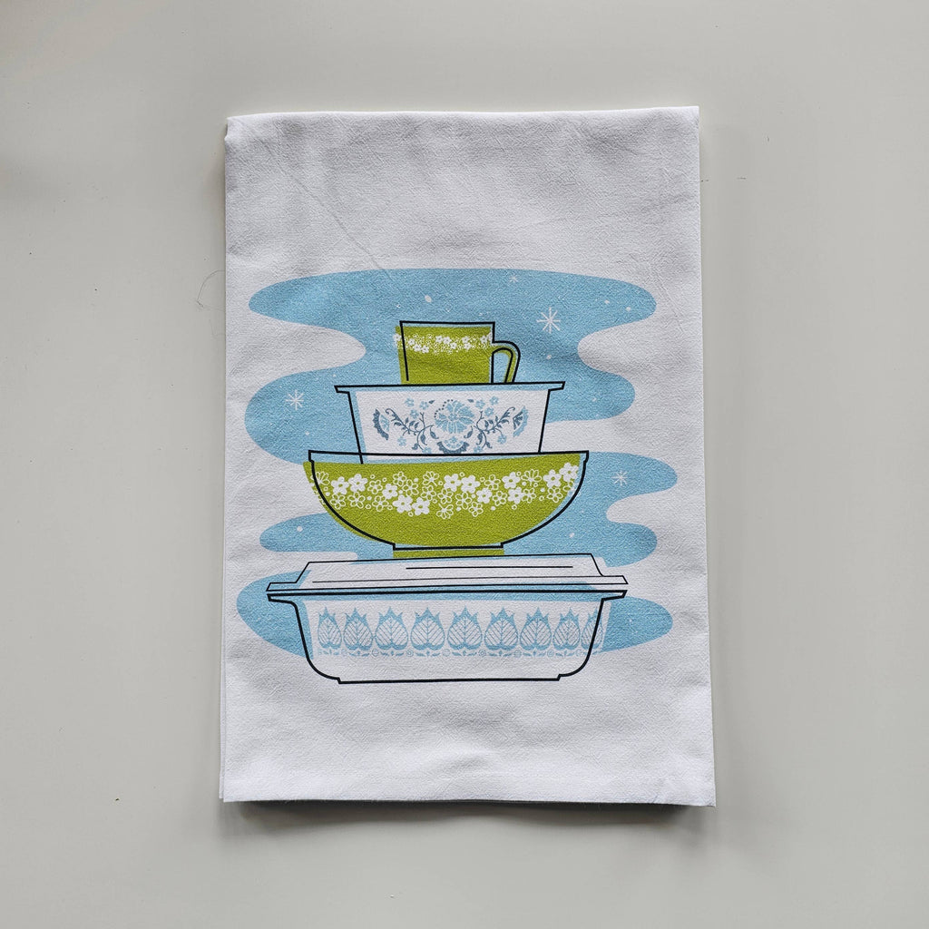 Vintage Pyrex Spring Blossom Tea Towel - Premium Cotton Flour Sack Kitchen Towel