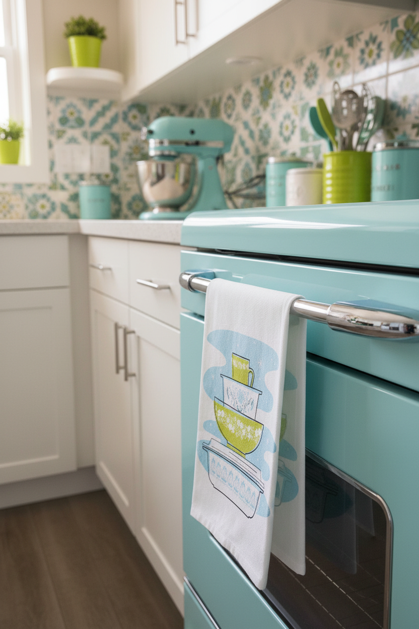 Vintage Pyrex Spring Blossom Tea Towel - Premium Cotton Flour Sack Kitchen Towel