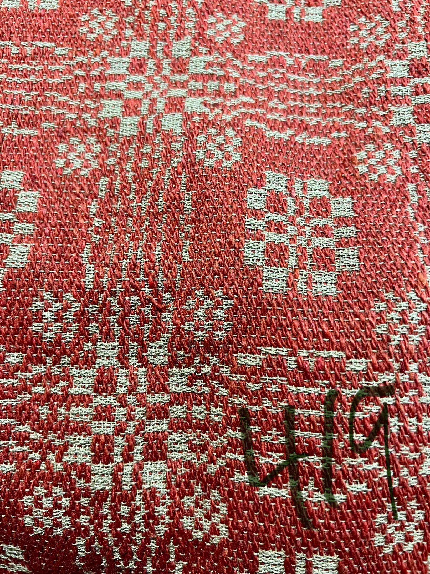 Handmade Coverlet Christmas Stocking — Medium 10" x 5" with Flannel Backing & Rusty Bell