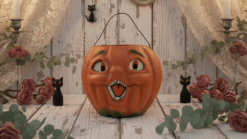 5" Orange Jack O' Lantern Choir Boy Figurine – Halloween Home Decor