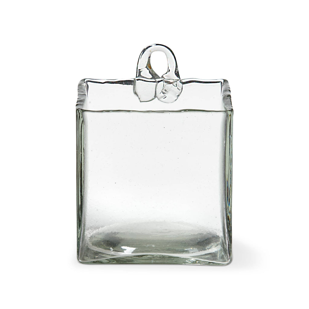 Clear Glass Hanging Candleholder - Artisan Blown Glass Vase