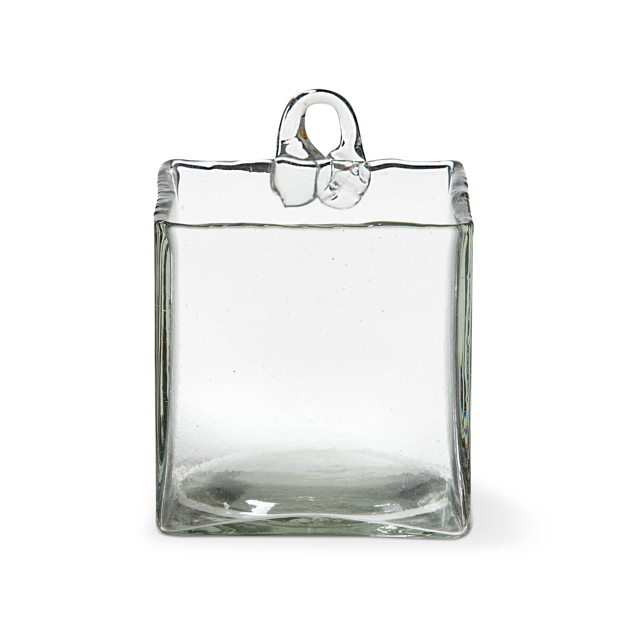 Clear Glass Hanging Candleholder - Artisan Blown Glass Vase