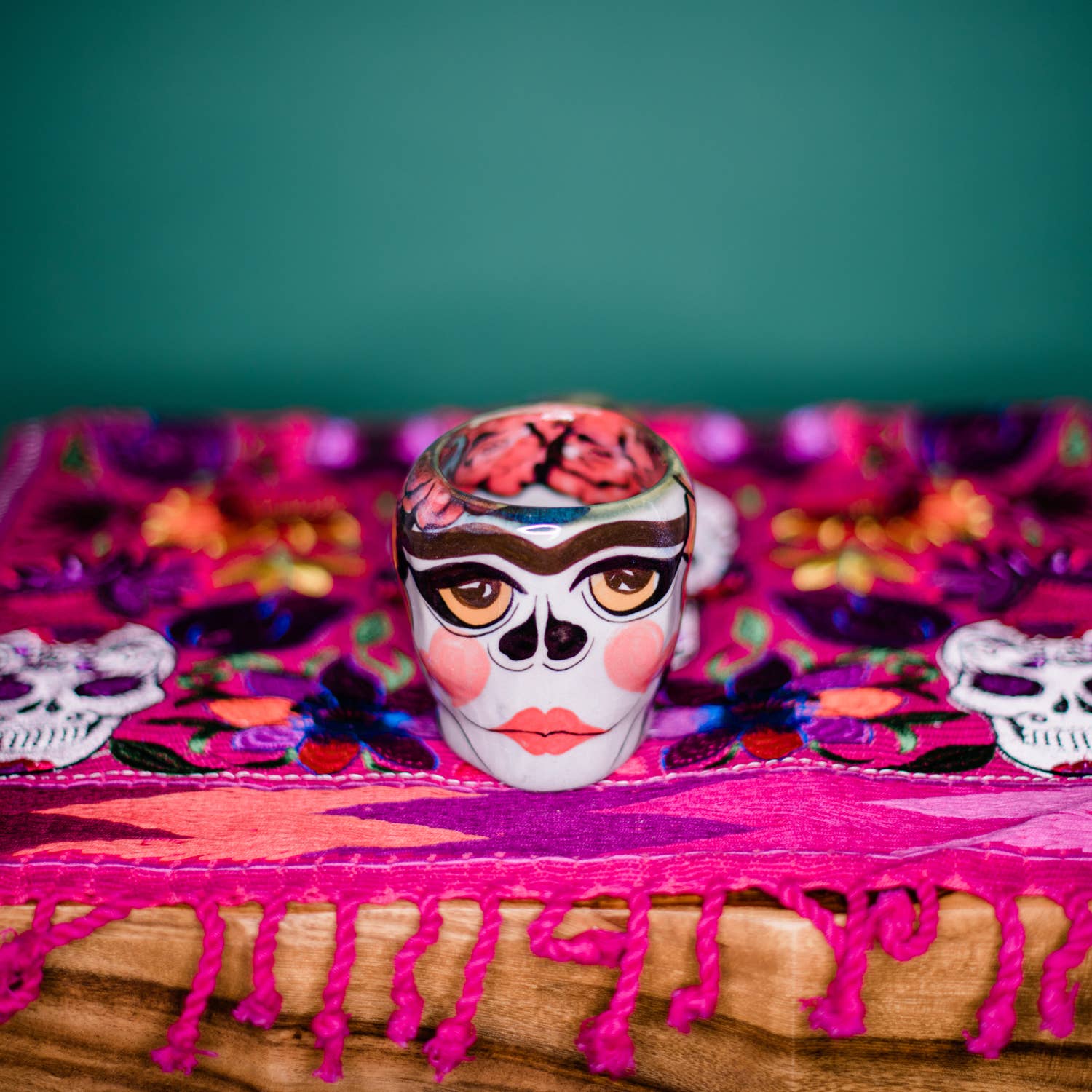 La Catrina Sugar Skull Skeleton Mug Artisan Made