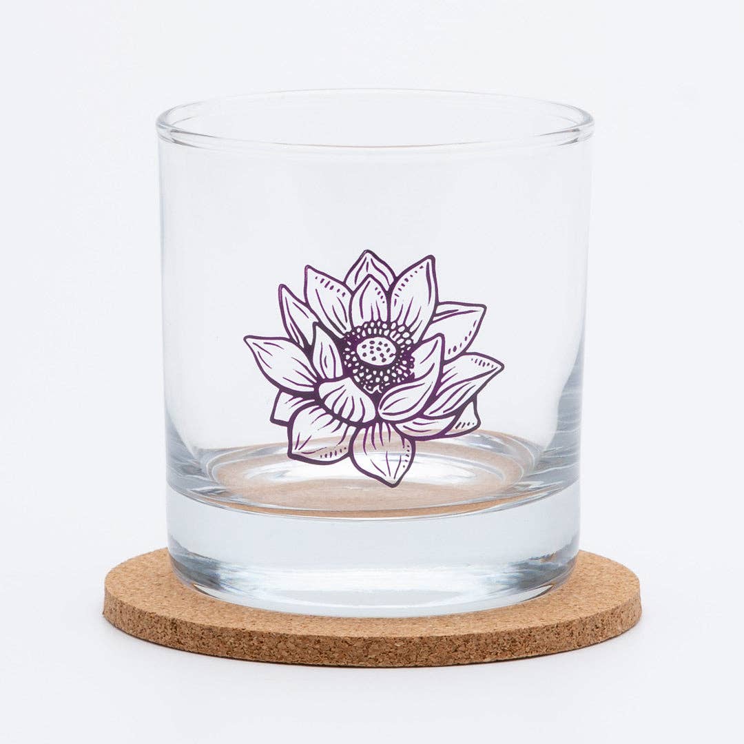 Lotus Rocks Glass — 11oz Whiskey Glass