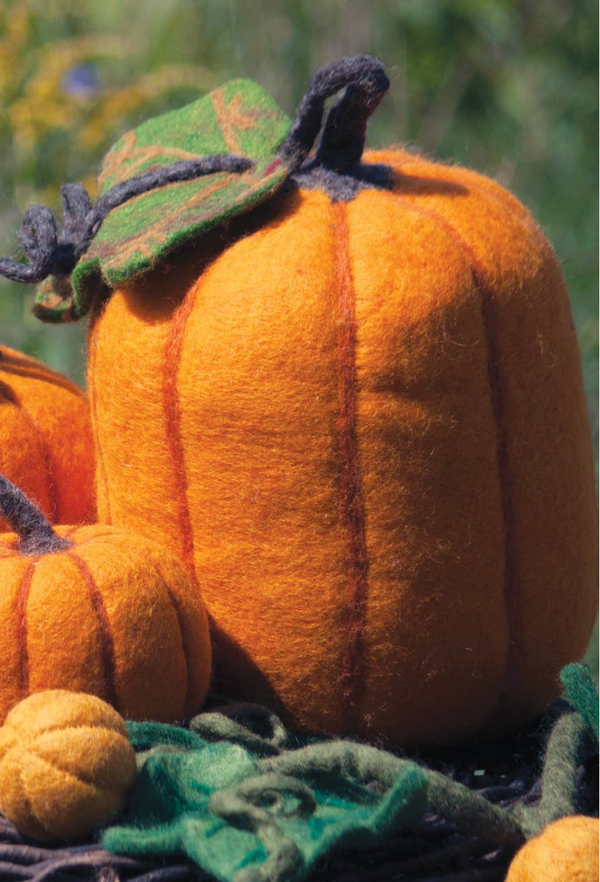 Large Autumn Orange Felt Fairy Pumpkin