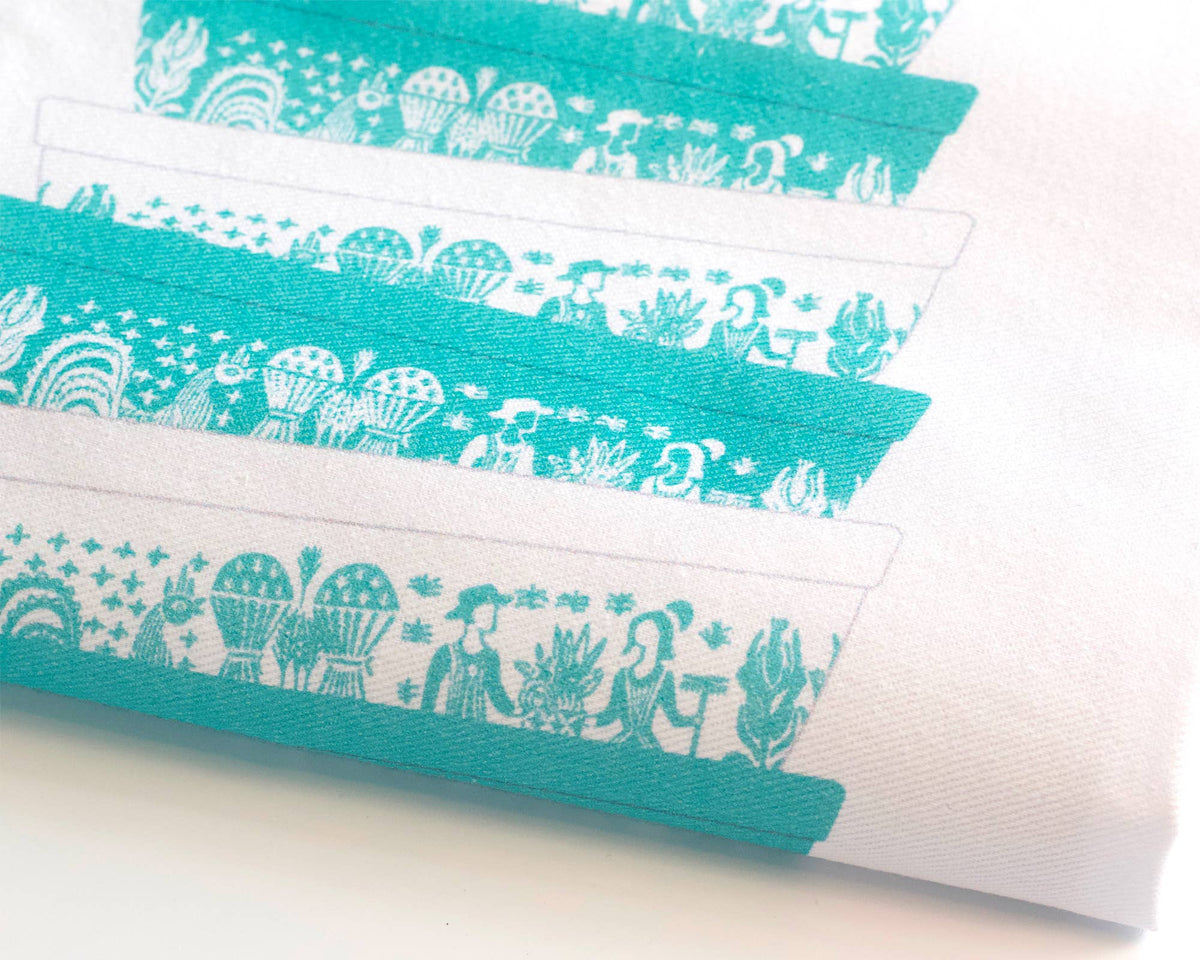 Vintage Pyrex style Bowl Stack Cotton Tea Towel, Butterprint