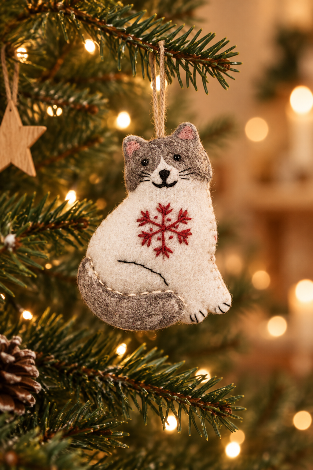 Snowflake Ragamuffin Cat Ornament | A Little Feline Cheer