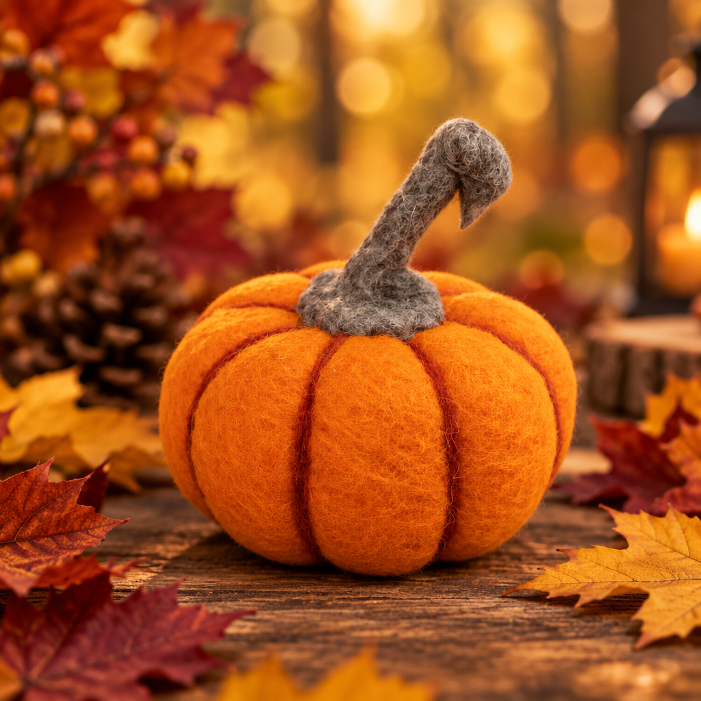 Mini Autumn Orange Felt Fairy Pumpkin
