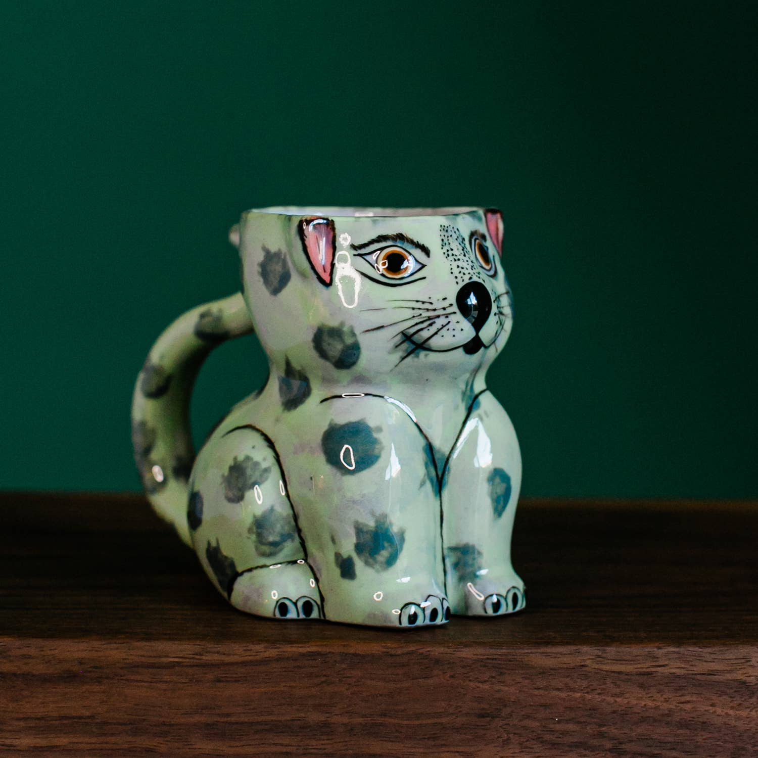 Hand-Painted Fair Trade Guatemalan Ceramic Cat Coffee Mug