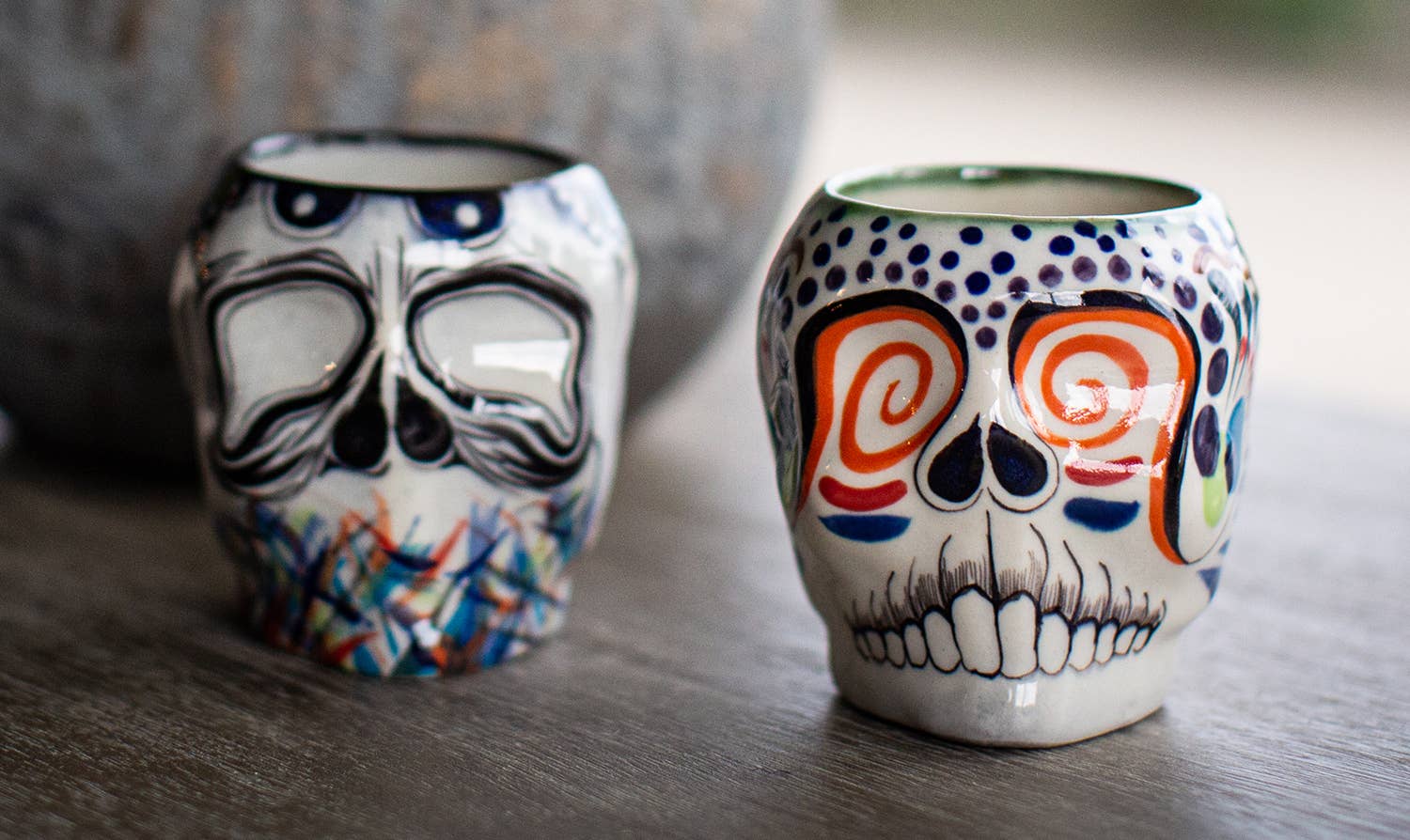Sugar Skull Skeleton Mug Artisan Made