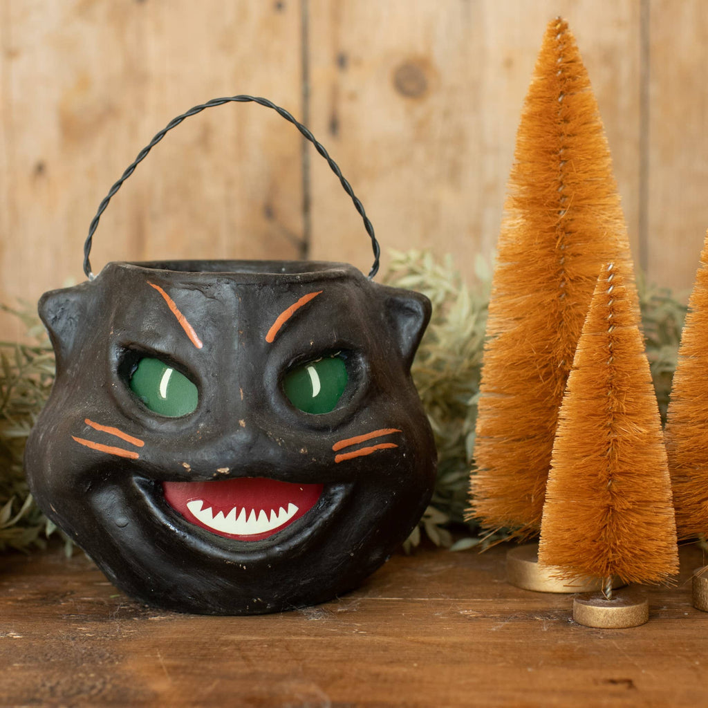 Vintage Black Cat Head Jack O Lantern – Classic Home Decor
