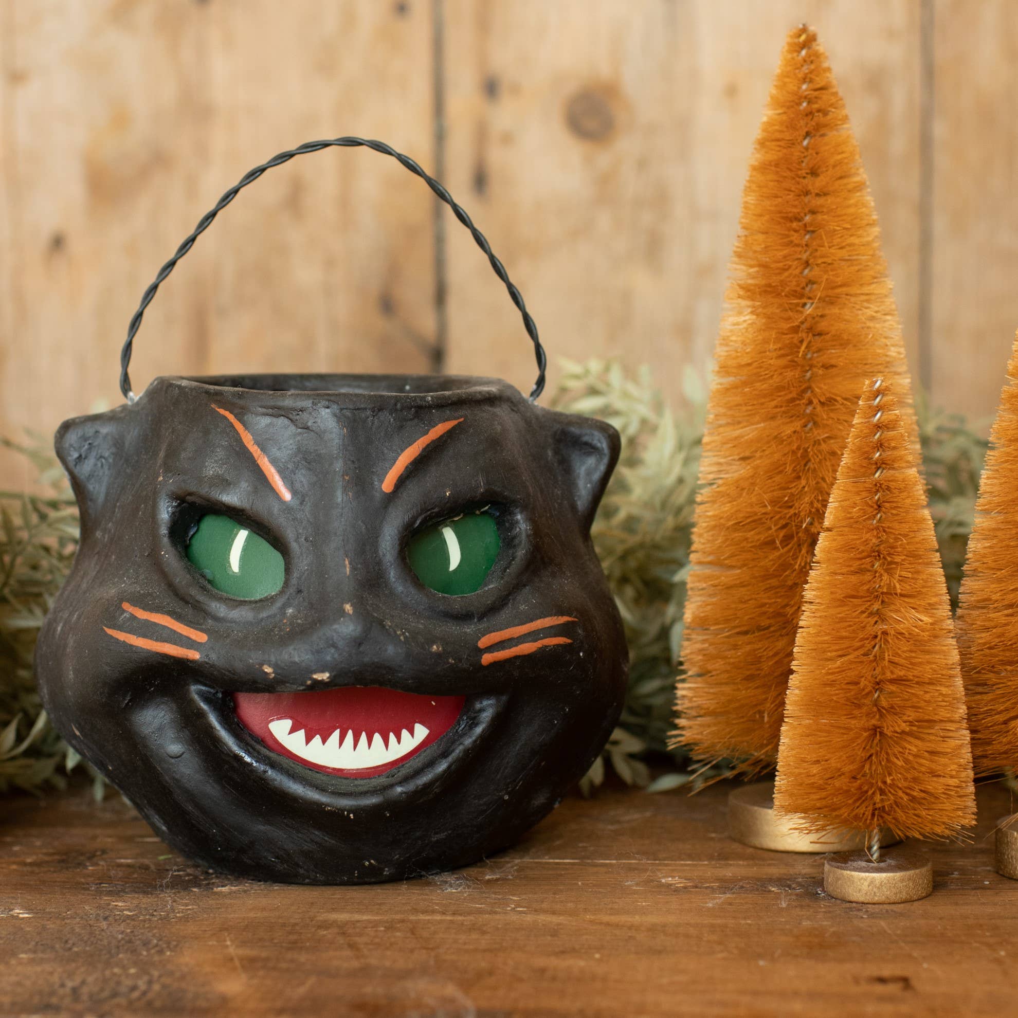 Vintage Black Cat Head Jack O Lantern – Classic Home Decor
