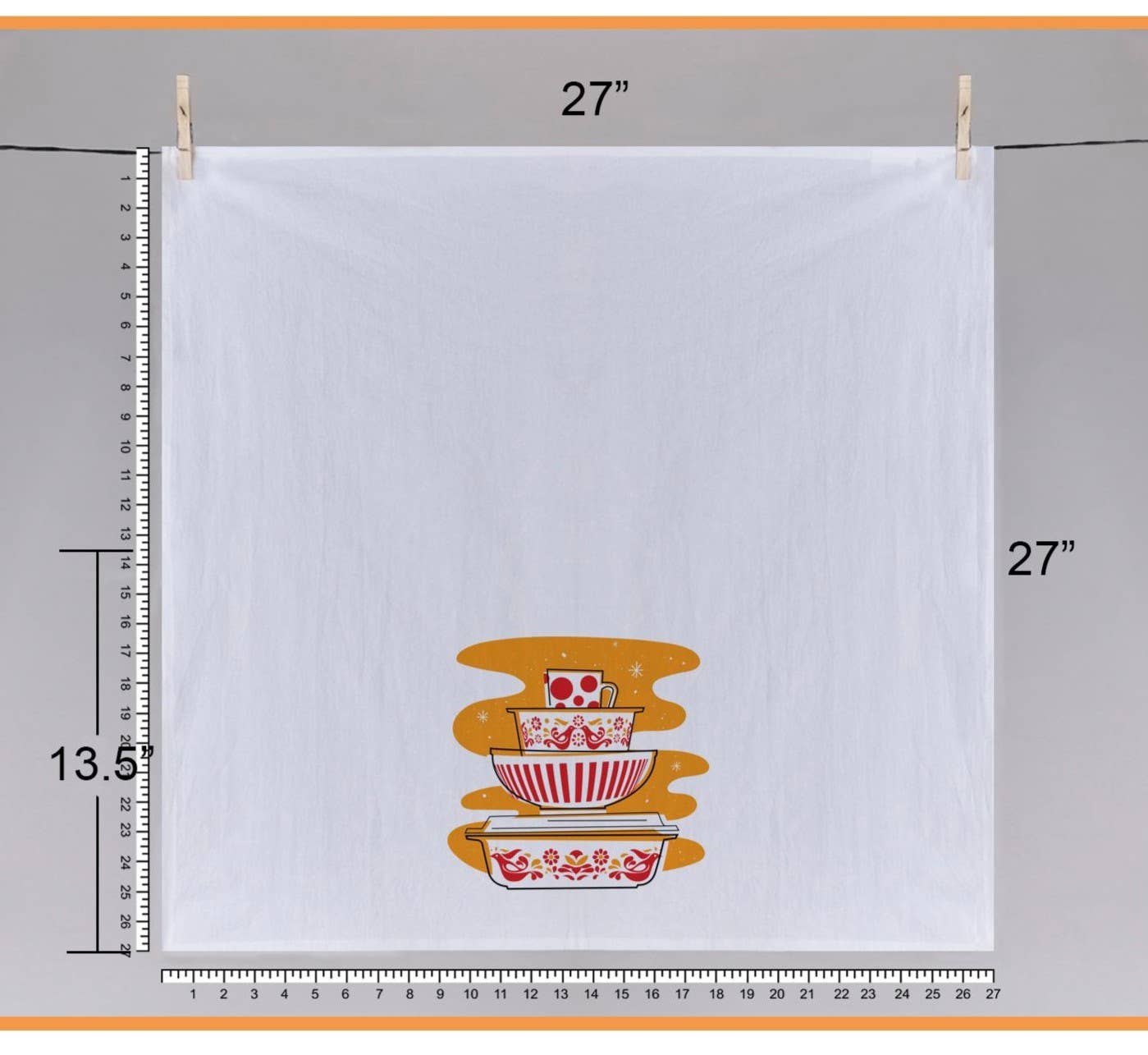 Vintage Pyrex Friendship Tea Towel - Premium Cotton Flour Sack Kitchen Towel