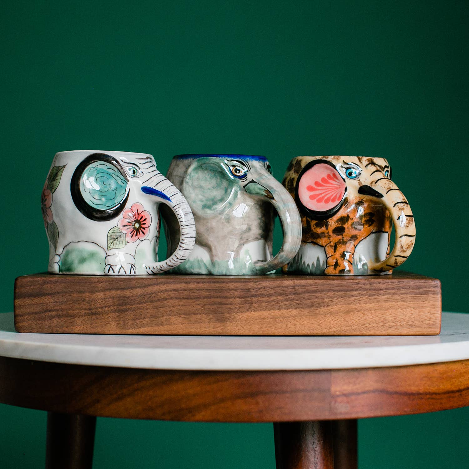 Elephant Mug hand painted by artisans in San Antonio Palopo Guatemala