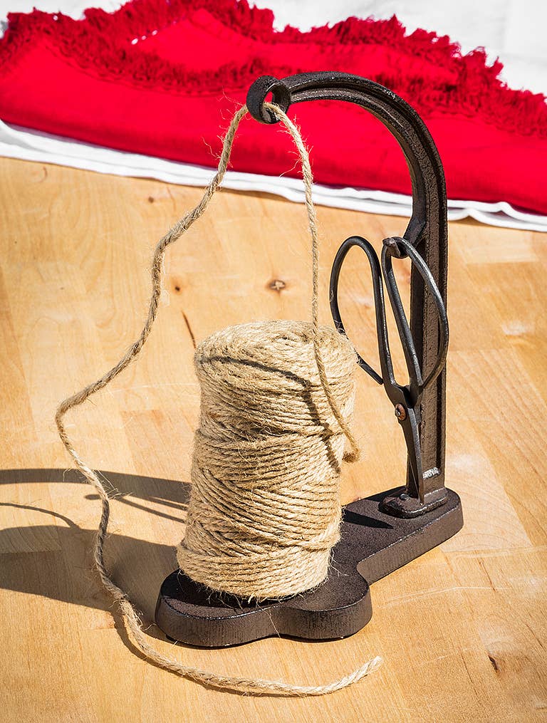 Twine Holder with Scissors-Brown-10"H