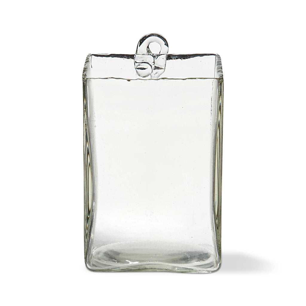 Tall Clear Glass Candleholder - Artisan Blown Glass Vase