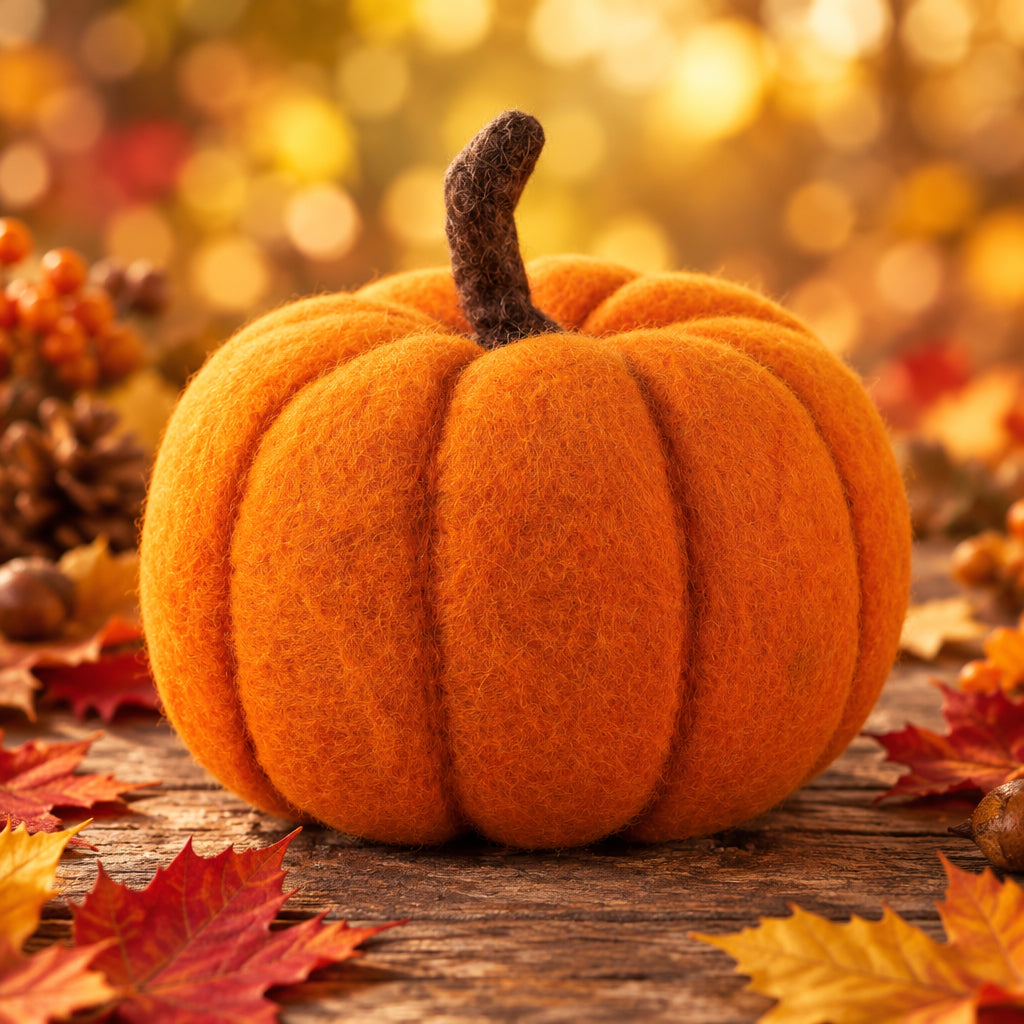 Autumn Orange Felt Fairy Pumpkin Small Hand-felted