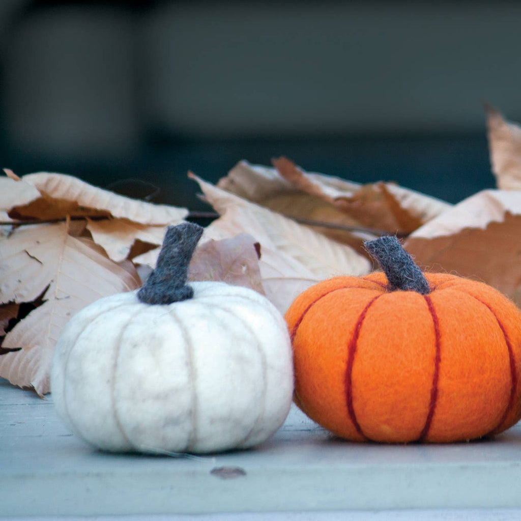 Autumn Orange Felt Fairy Pumpkin Small Hand-felted