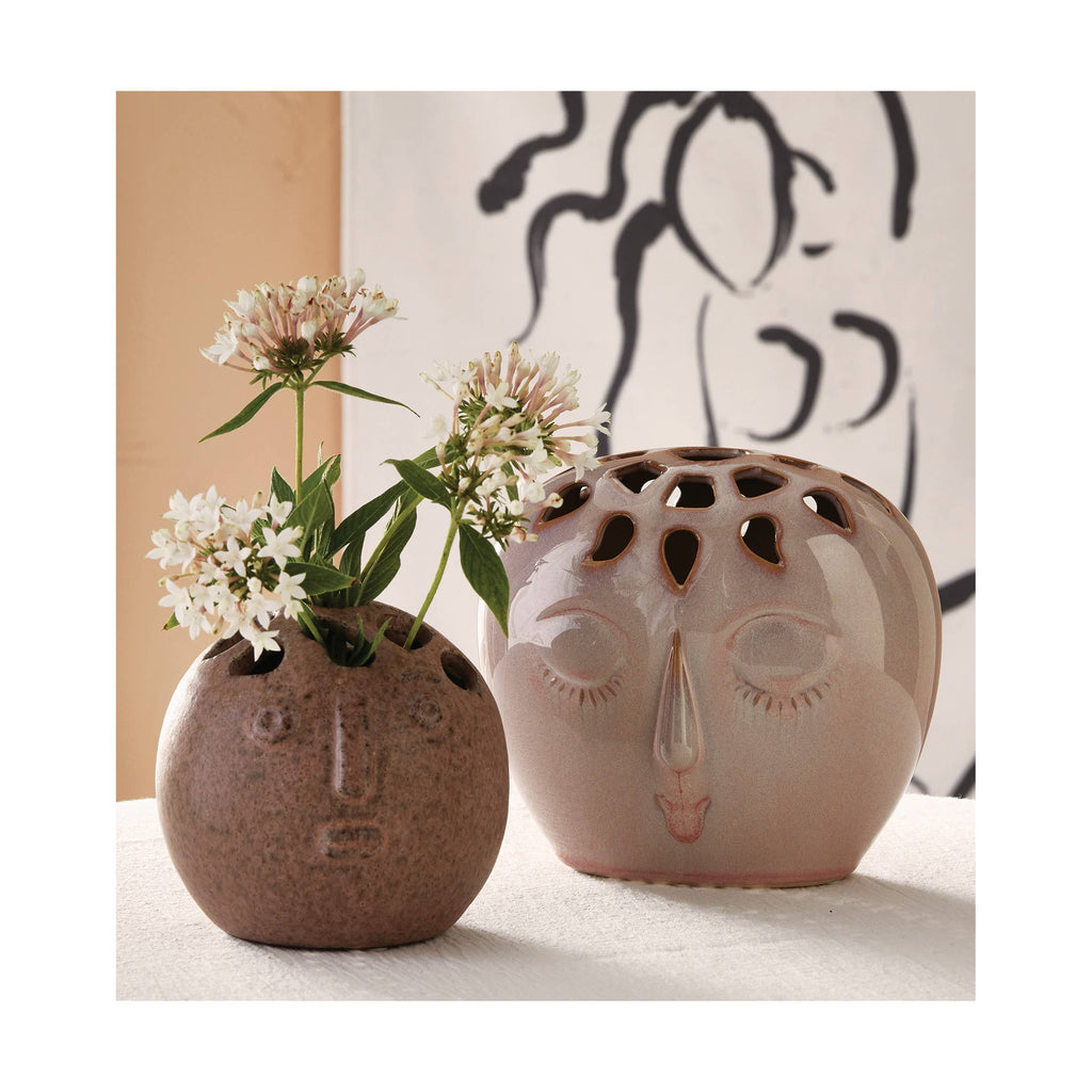 Blush Stoneware Bud Vase - Dreamer Flower Frog Ceramic