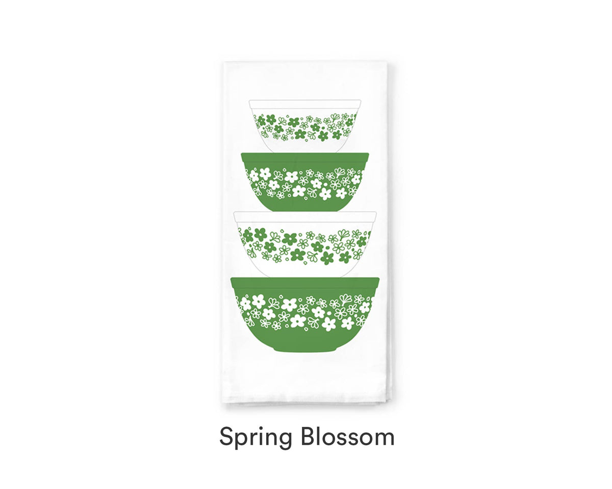 Vintage Bowl Stack Cotton Tea Towel, Friendship