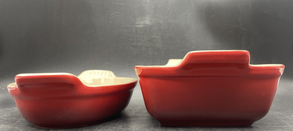 Le Creuset 16-41 Rectangle and 16-31 Oval Baking Dish, Cerise Red
